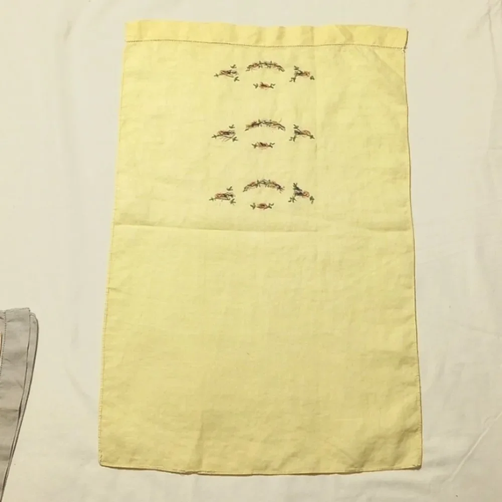 Set of Three Vintage Hand Embroidered Cloth Place Mats